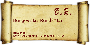 Benyovits Renáta névjegykártya